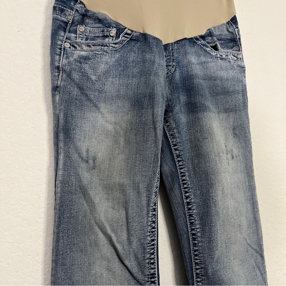 Indigo Blue Maternity Jeans Light Wash Bootcut Secret Fit Belly Tan Sz S - Picture 6 of 12